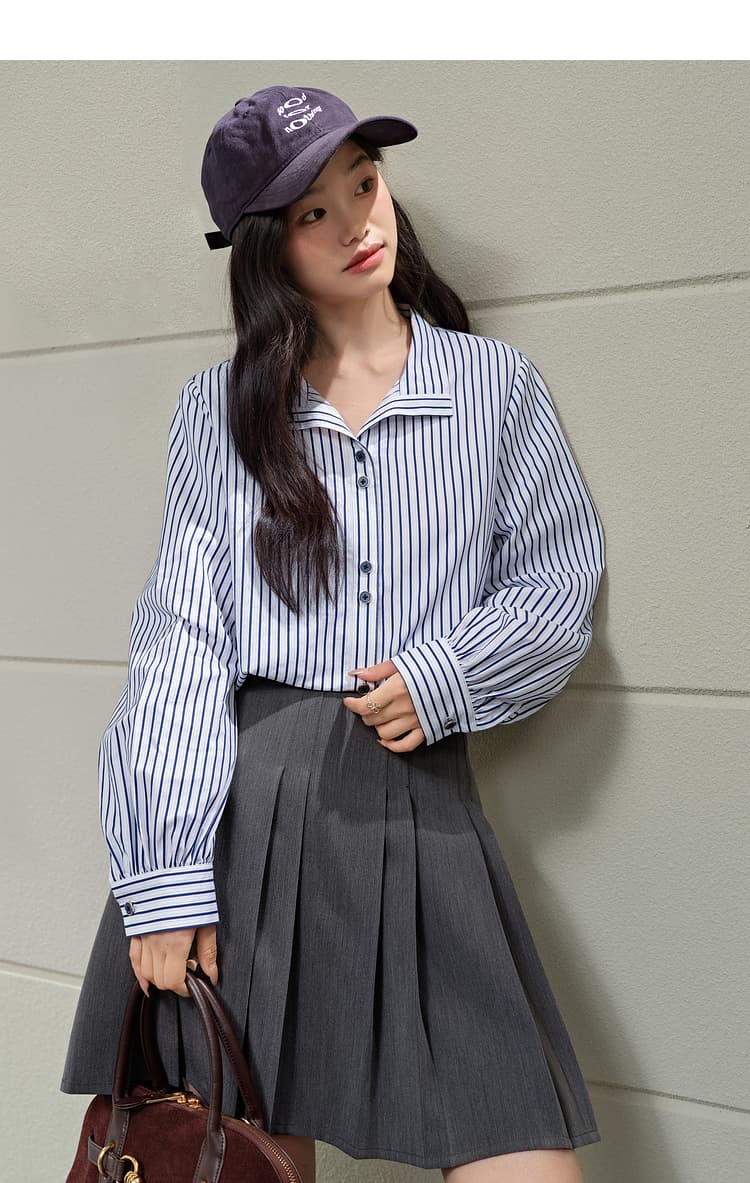 青ファッション シャツ 爽やかストライプシャツ