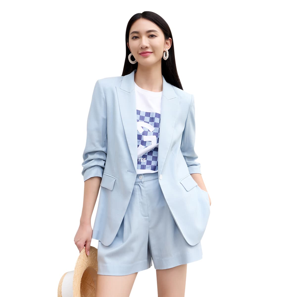 青ファッション ジャケット ショートスーツセット