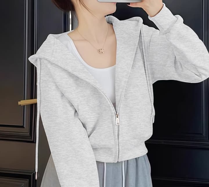 青ファッション パーカー シンプル着回しフード付きジャケット