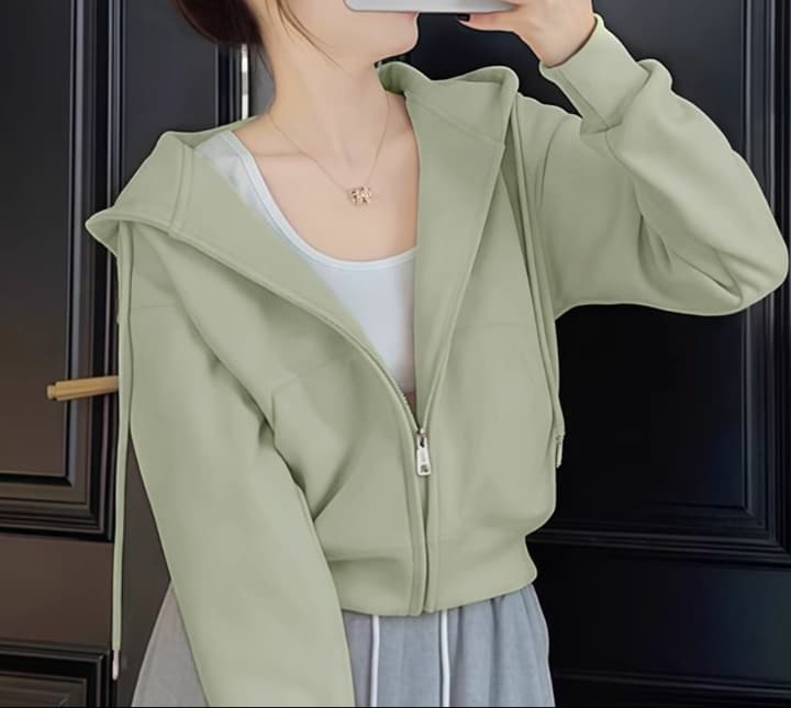 青ファッション パーカー シンプル着回しフード付きジャケット