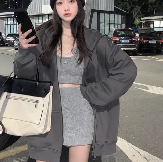 青ファッション パーカー ゆったりシルエットパーカー