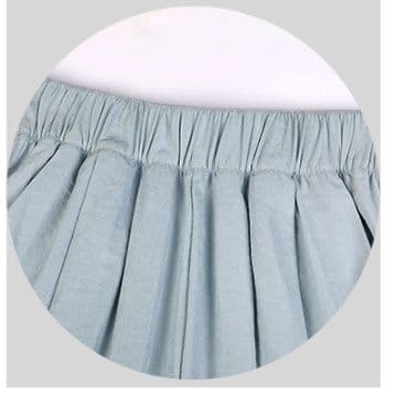 青ファッション なめらか風合いワイドパンツ