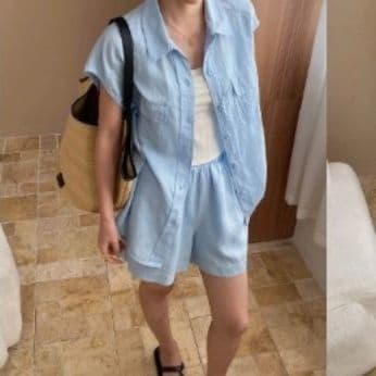 青ファッション 爽やか夏のリラックスセットアップ