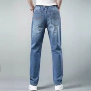 青ファッション ゆったりストレート デニムパンツ