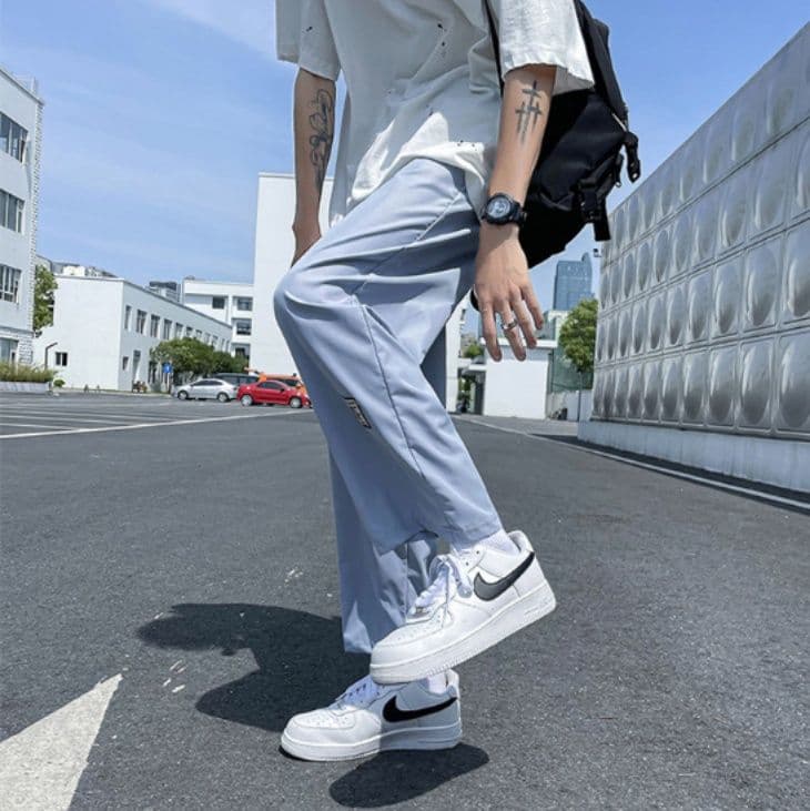 青ファッション ゆったりシルエットワイドパンツ