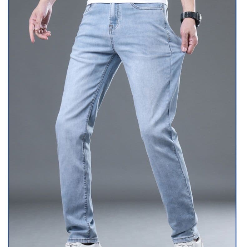 青ファッション すっきりシルエット デニムパンツ