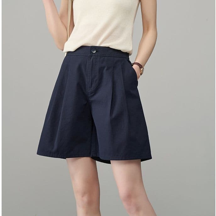 青ファッション ゆったりハーフパンツ