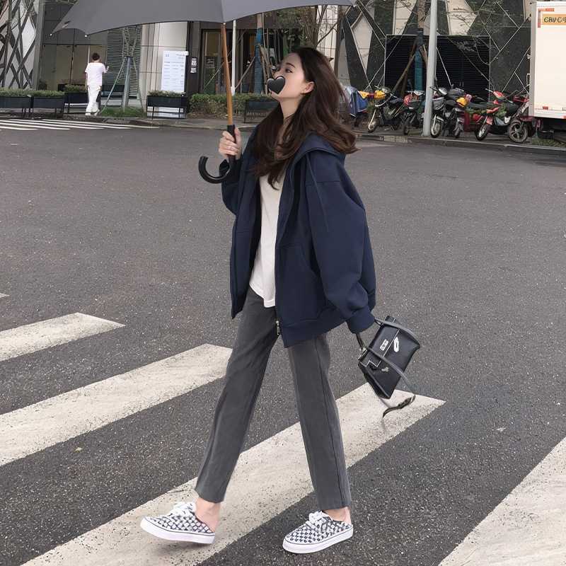 青ファッション パーカー ゆったりシルエットパーカー
