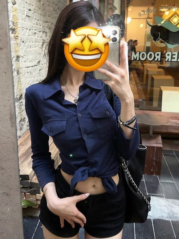青ファッション 青ファッション フロントノット ミリタリーシャツ