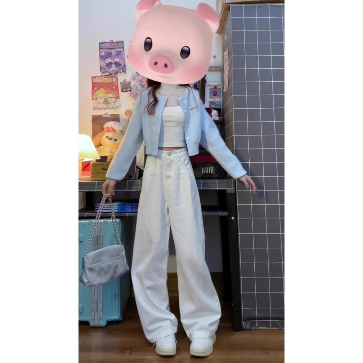 青ファッション 青ファッション やわらか空色ショートカーディガン
