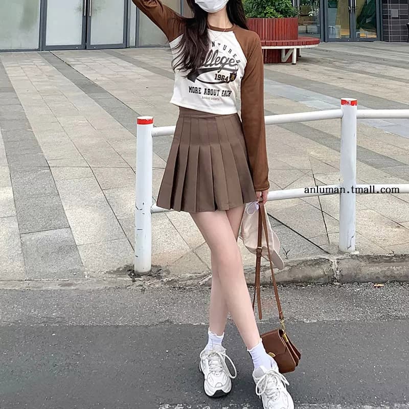 青ファッション スカート プリーツ入りミニボトムス