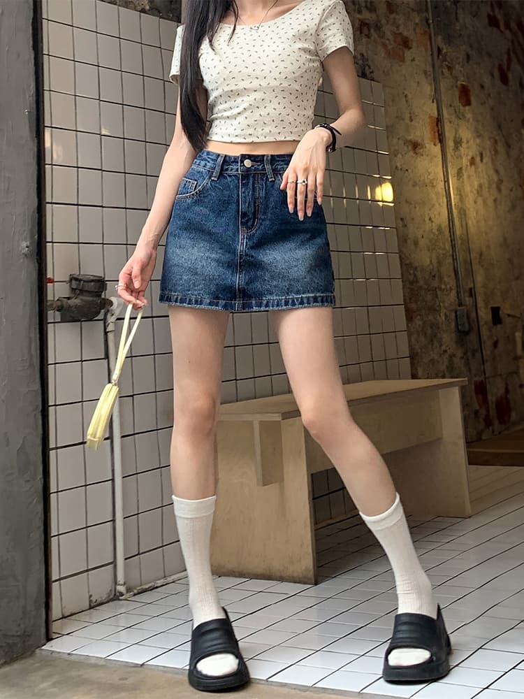 青ファッション 青ファッション ベーシックデニムミニスカート