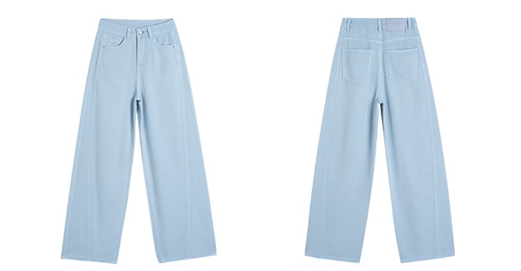 青ファッション すっきりワイドデニムパンツ
