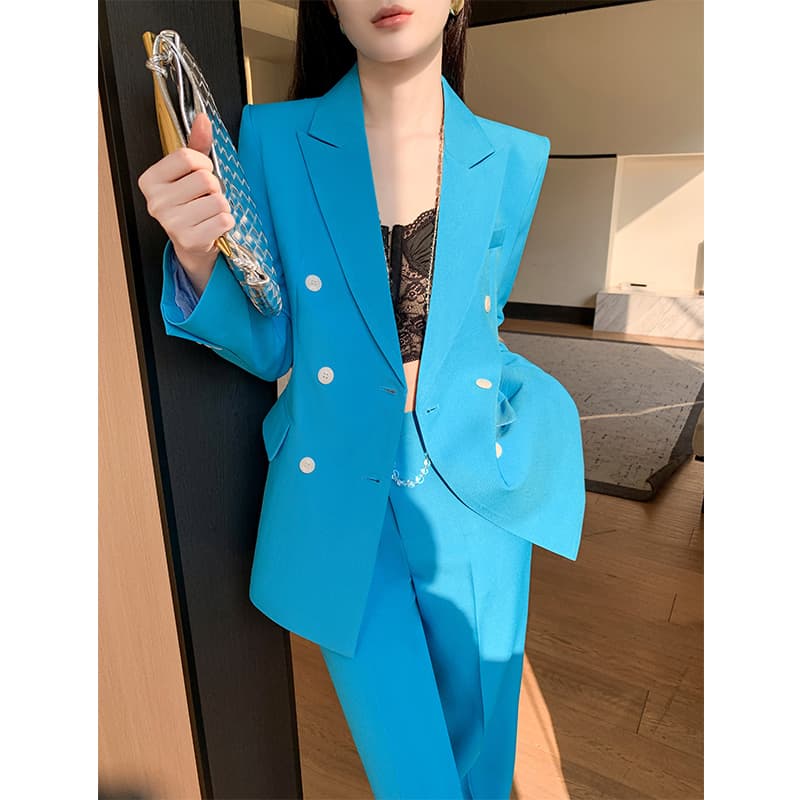 青ファッション ジャケット ダブルジャケット
