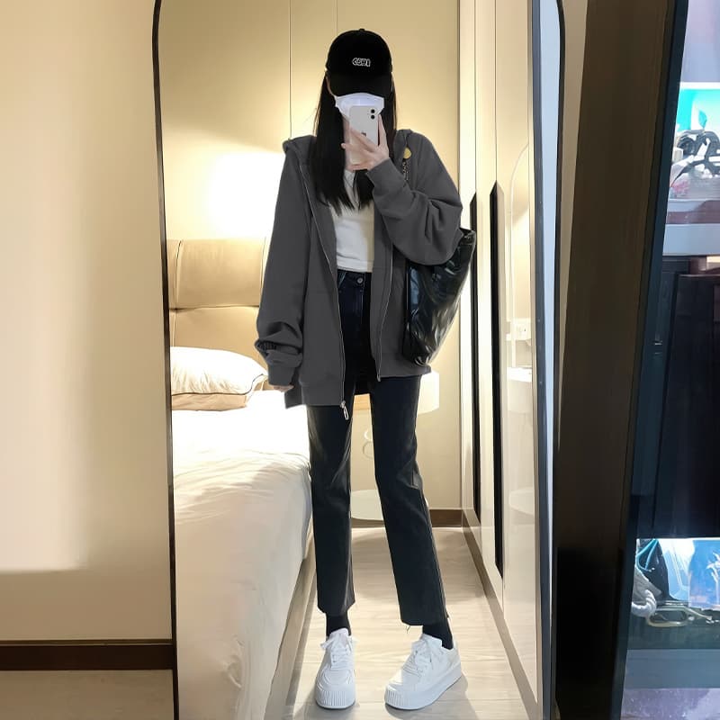 青ファッション パーカー ゆったりシルエットパーカー