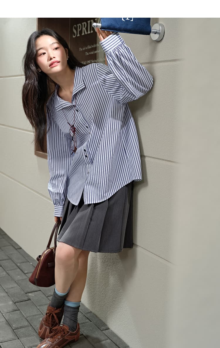 青ファッション シャツ 爽やかストライプシャツ