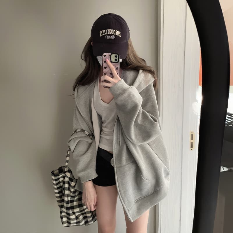 青ファッション パーカー ゆったりシルエットパーカー