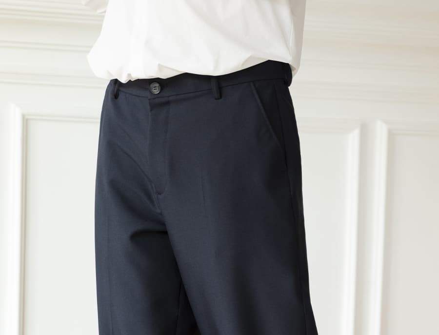 青ファッション ゆったりリラックスストレートパンツ