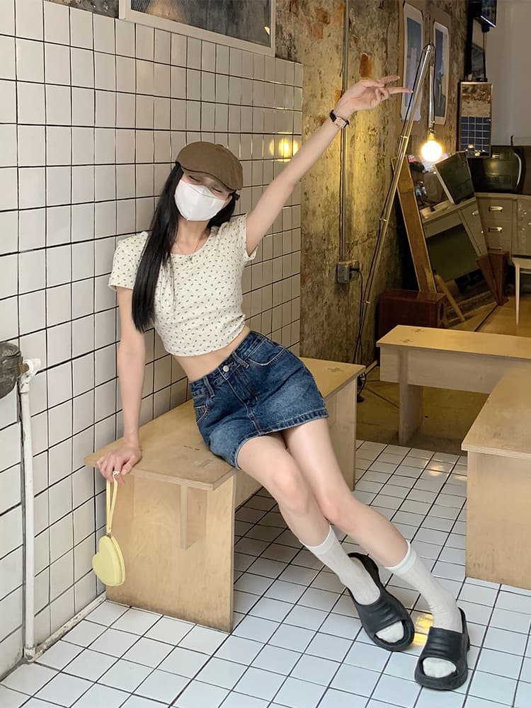 青ファッション 青ファッション ベーシックデニムミニスカート