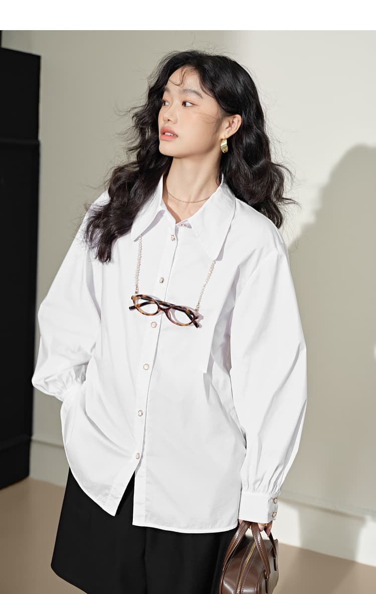 青ファッション シャツ ふんわり袖のきれいめシャツ