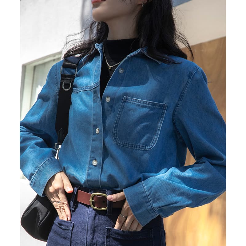 青ファッション ジャケット デニムシャツジャケット