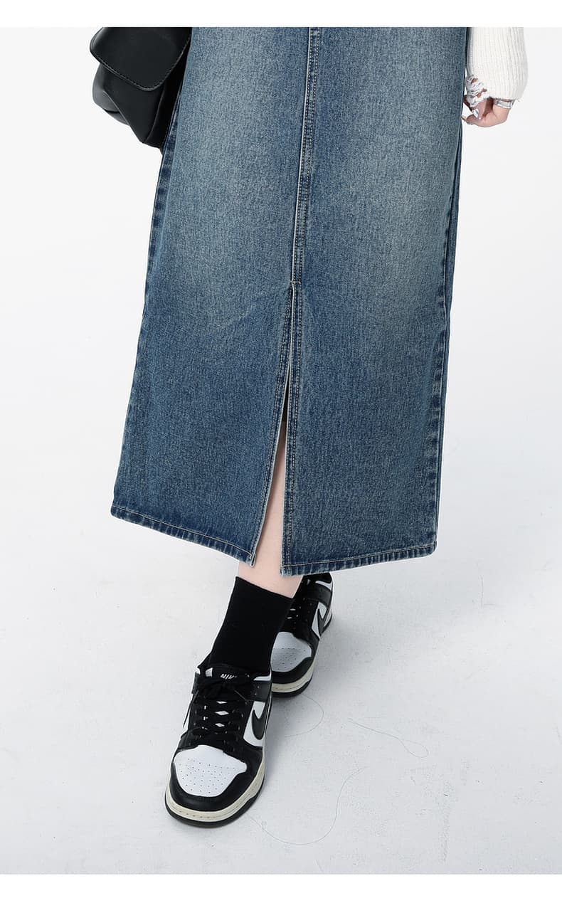 青ファッション スカート ロング丈デニムボトムス
