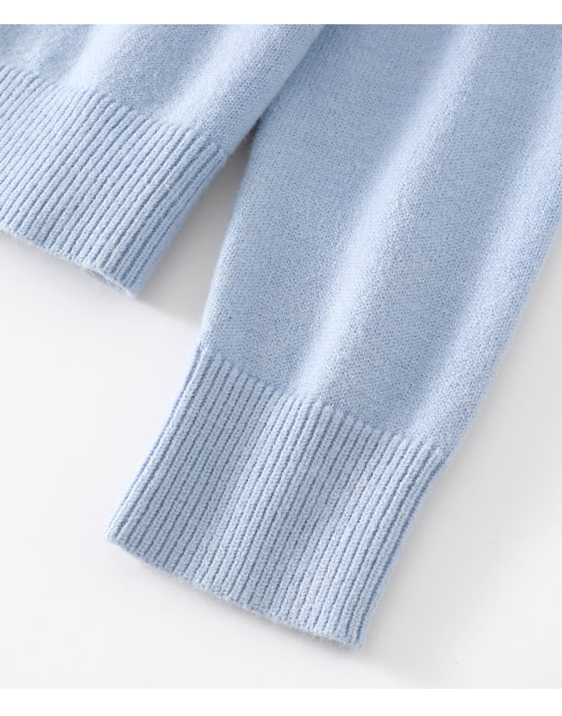 青ファッション ニット リボンVネック重ね着ニット