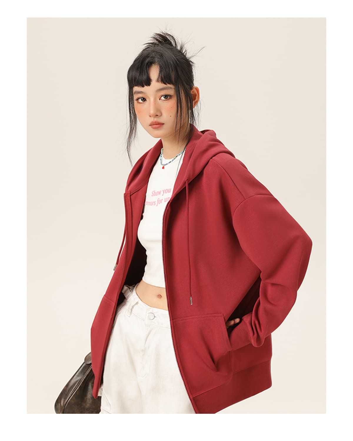 青ファッション パーカー シンプル快適ゆったりジップアップパーカー
