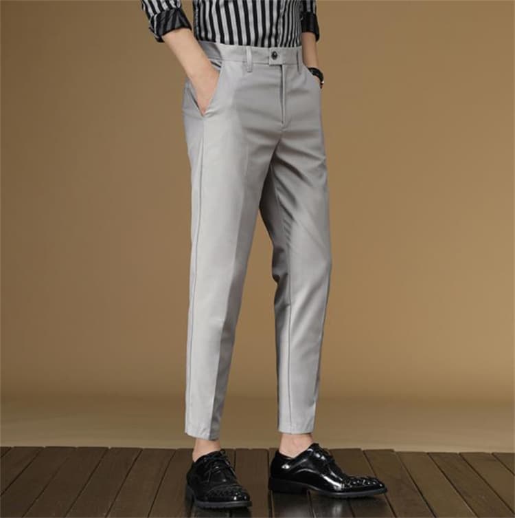 青ファッション 春夏メンズスリムフィットスーツパンツ