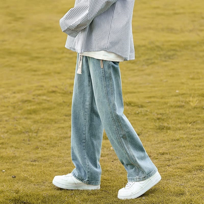 青ファッション リラックスワイドデニム