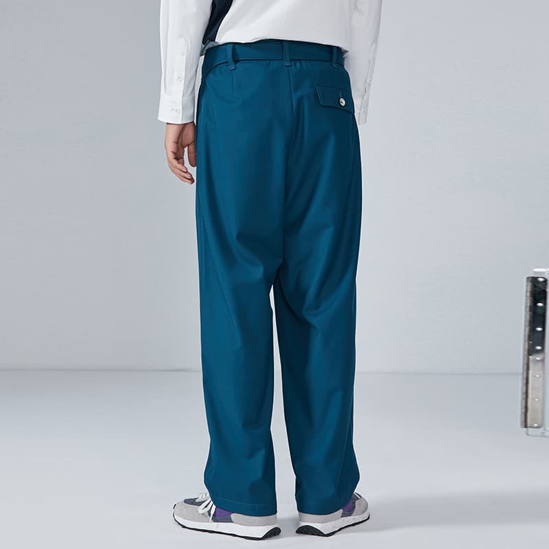 青ファッション パンツ ゆったりワイドパンツ