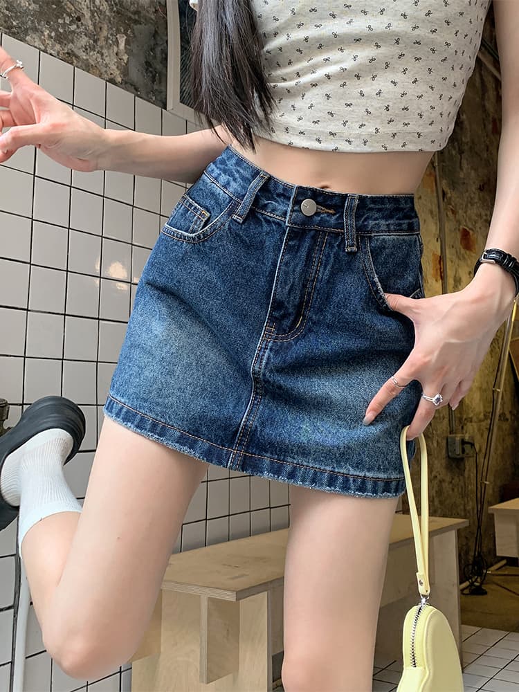 青ファッション 青ファッション ベーシックデニムミニスカート