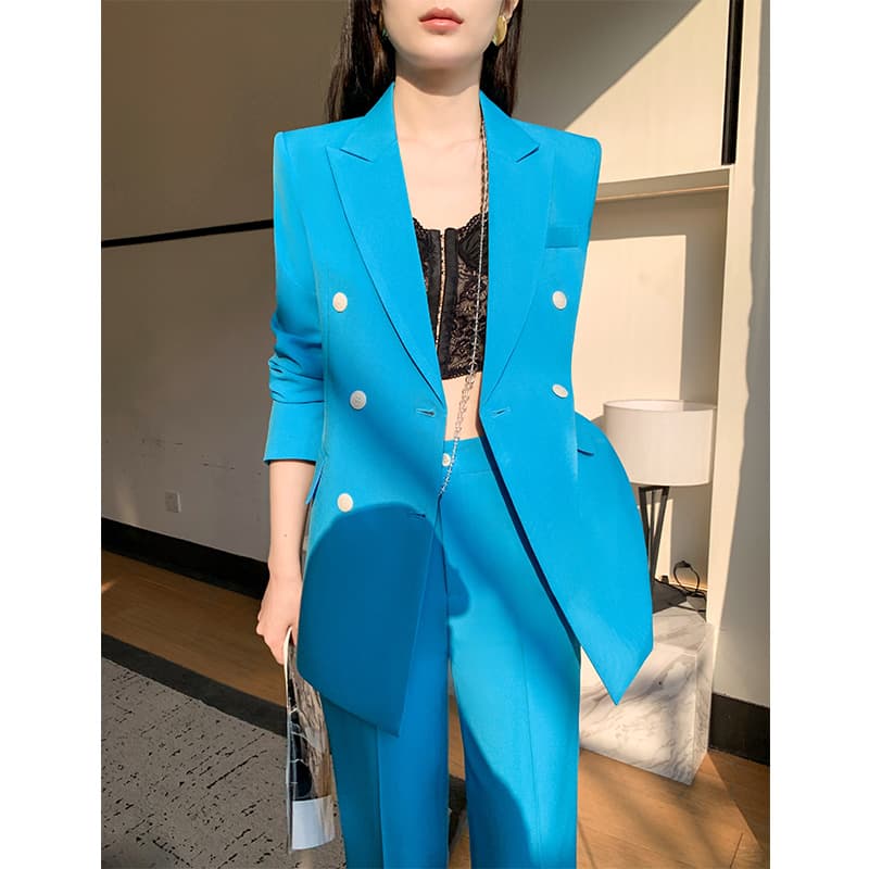 青ファッション ジャケット ダブルジャケット