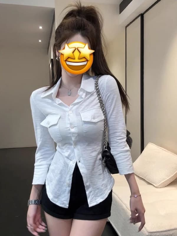 青ファッション 青ファッション フロントノット ミリタリーシャツ