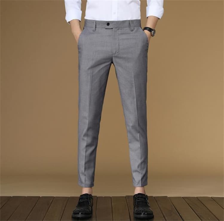 青ファッション 春夏メンズスリムフィットスーツパンツ