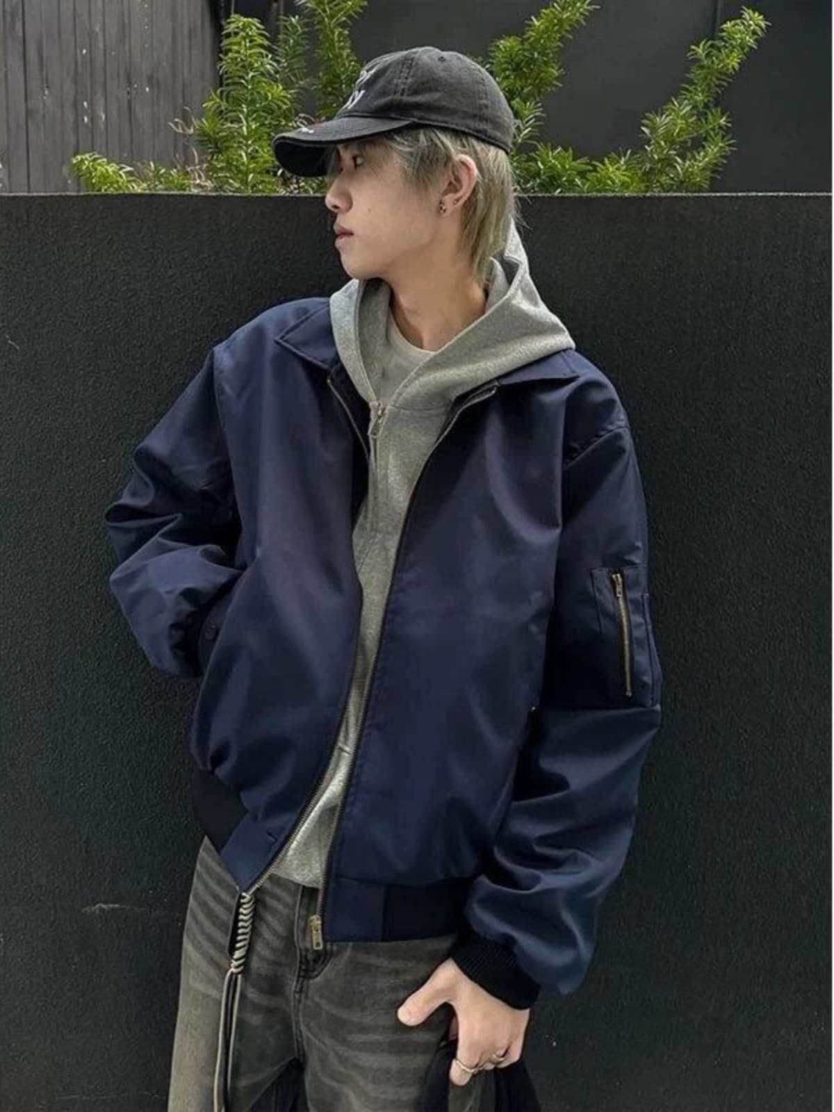 青ファッション 青ファッション 都会派シンプルブルゾン