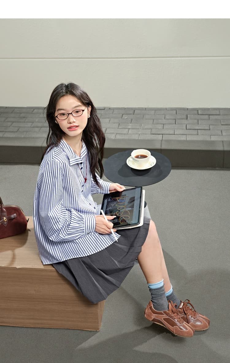 青ファッション シャツ 爽やかストライプシャツ