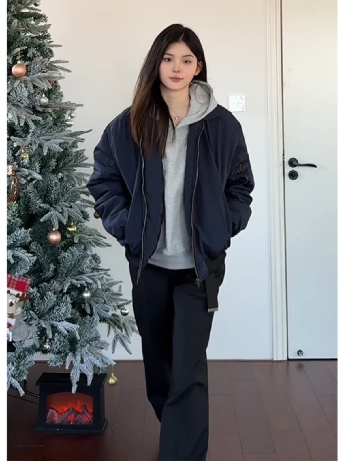 青ファッション 青ファッション ふんわり暖か冬空ボンバージャケット