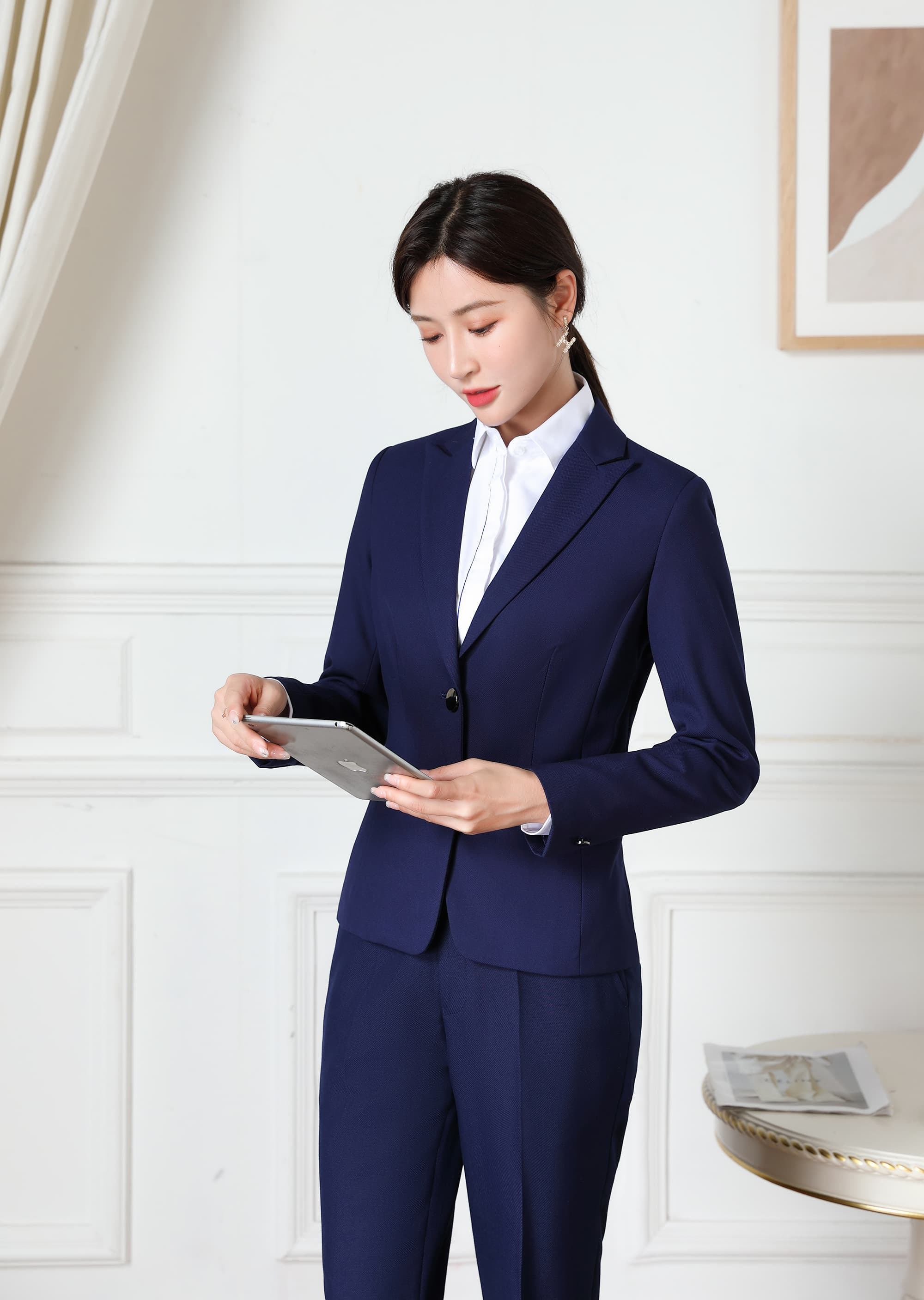 青ファッション セットアップ 正統派ビジネススーツ