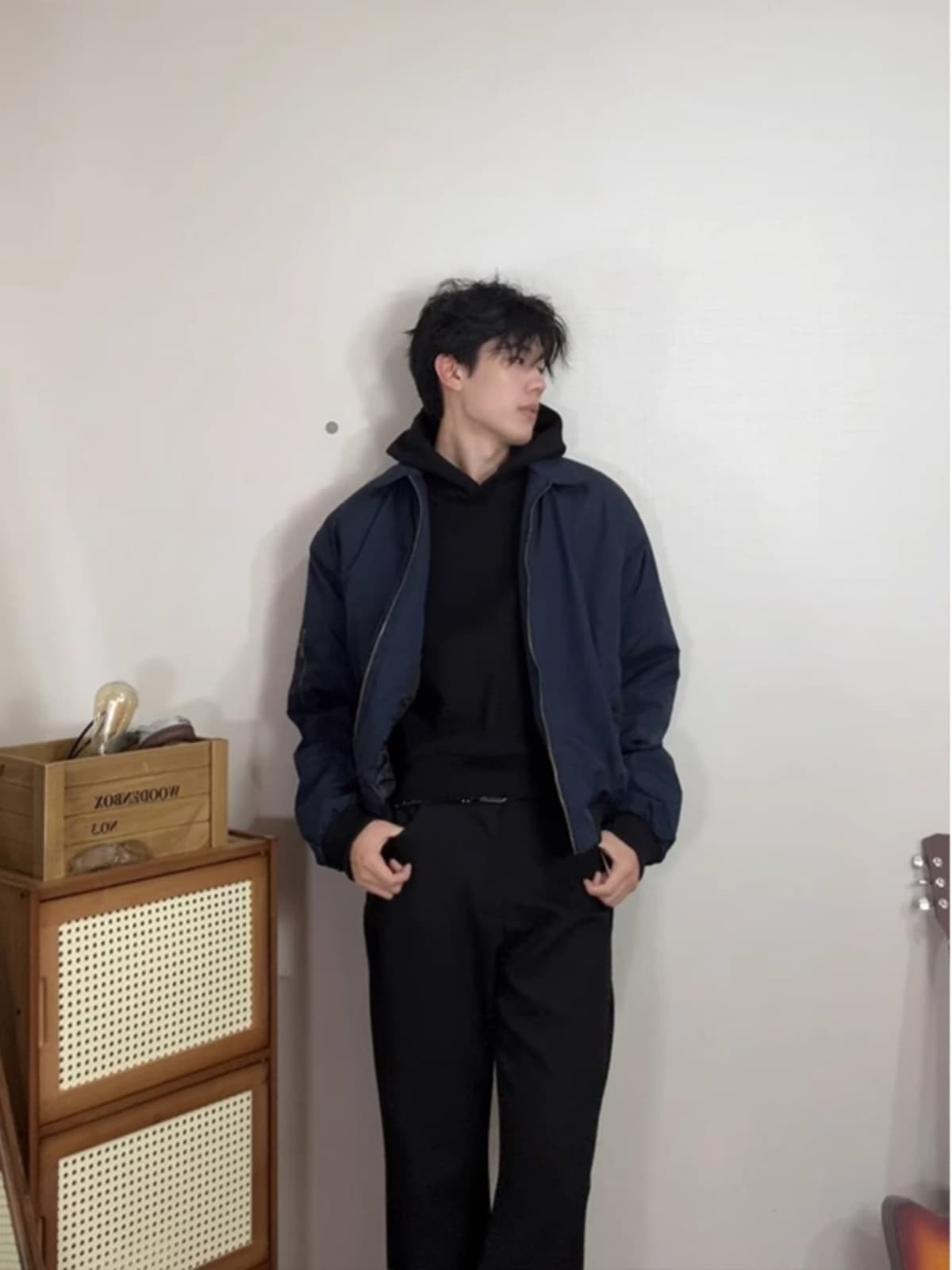 青ファッション 都会派ミリタリーブルゾン